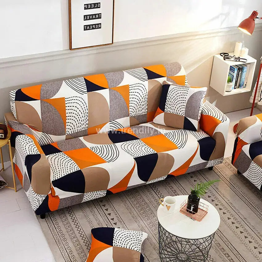 Trendily 3 Seater Elastic Universal Stretchable Sofa Cover Multicolor Design (Sc-016)