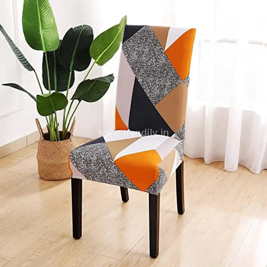Trendily Elastic Stretchable Computer Chair Covers (Cc-069) Prism Orange / Set Of 1