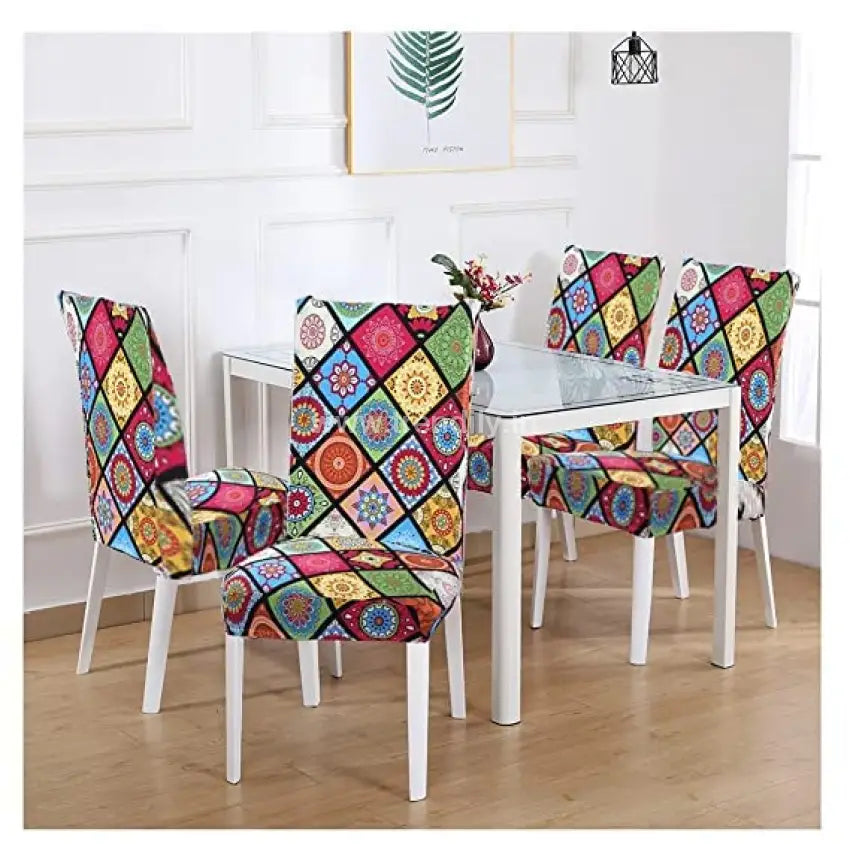 Trendily Lycra Stretchable Printed Chair Covers Free Size (Cc-071)