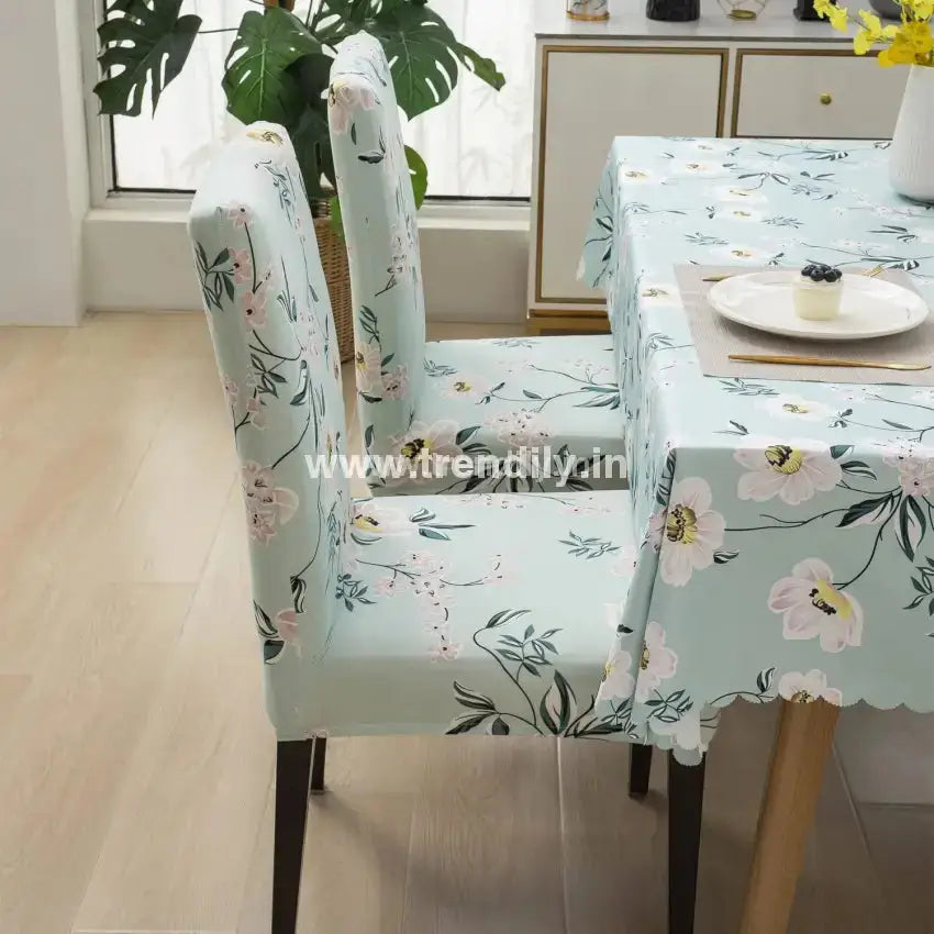 Trendily Premium Dining Table & Chair Cover Combo - Autumn Green
