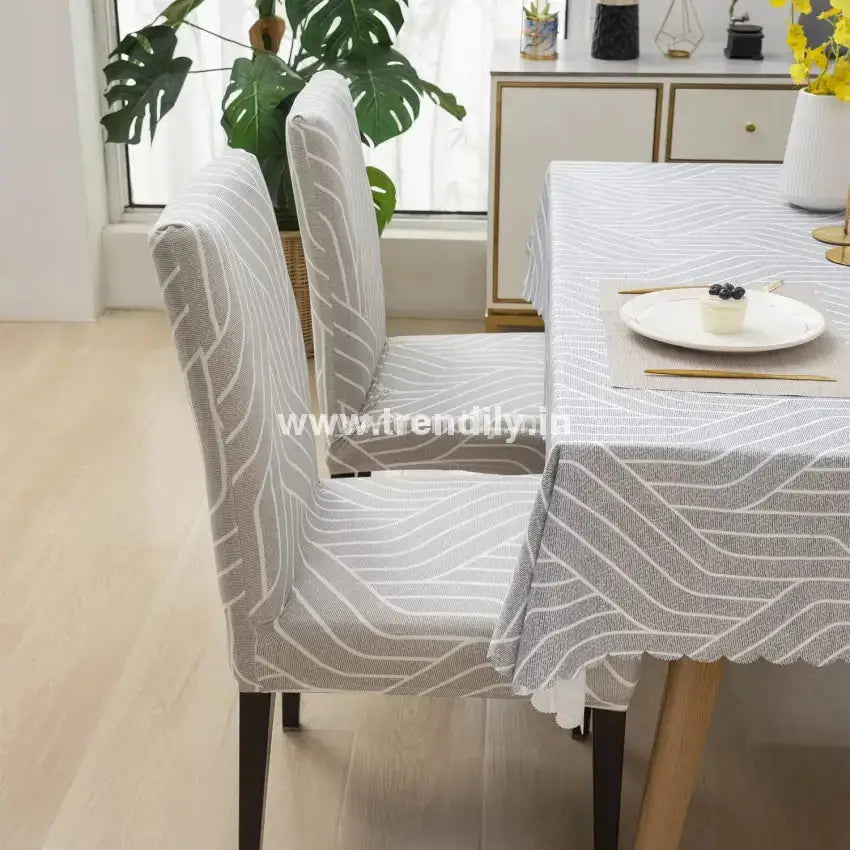 Trendily Premium Dining Table & Chair Cover Combo - Complex Grey