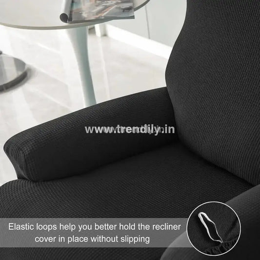 Trendily Premium Jacquard Recliner Sofa Cover:  Black