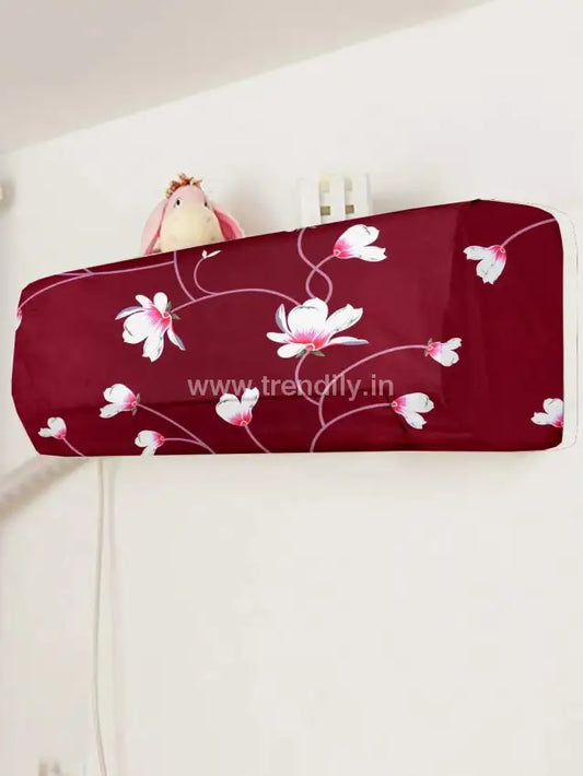 Ac Covers Elastic Stretchable | Attractive Digital Prints Maroon Colour (Ac 001)