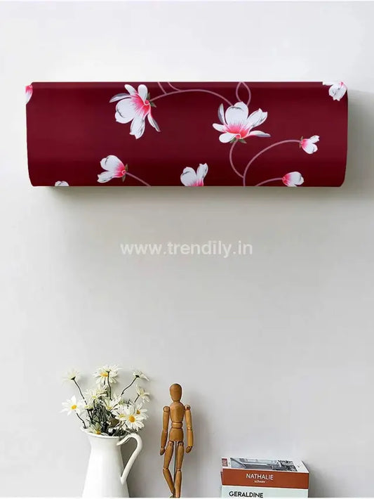 Ac Covers Elastic Stretchable | Attractive Digital Prints Maroon Colour (Ac 001)