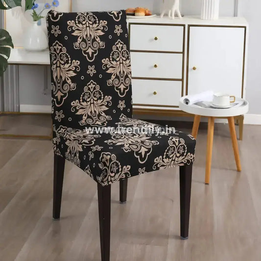 Trendily Stretchable Chair Covers Black Brocade