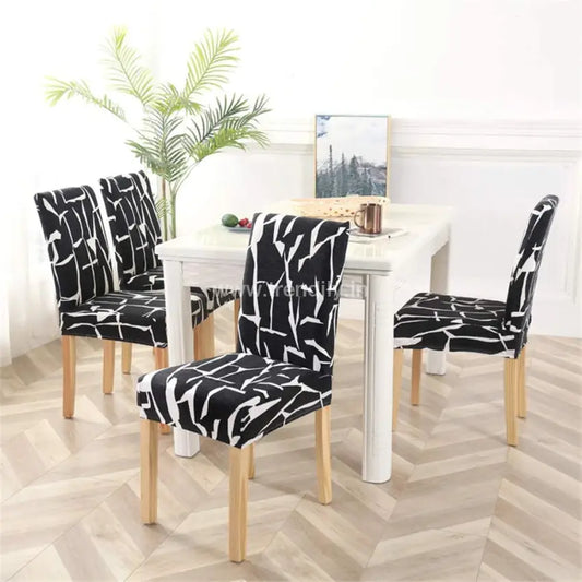 Trendily Stretchable Chair Covers Black & White (Cc-093)