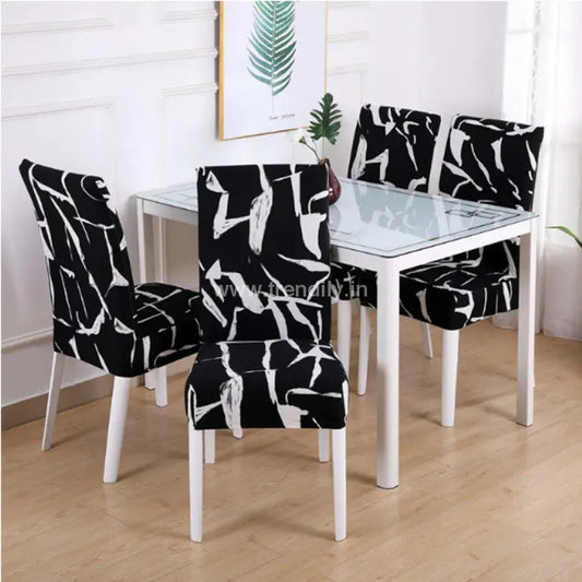 Trendily Stretchable Chair Covers Black & White (Cc-093)