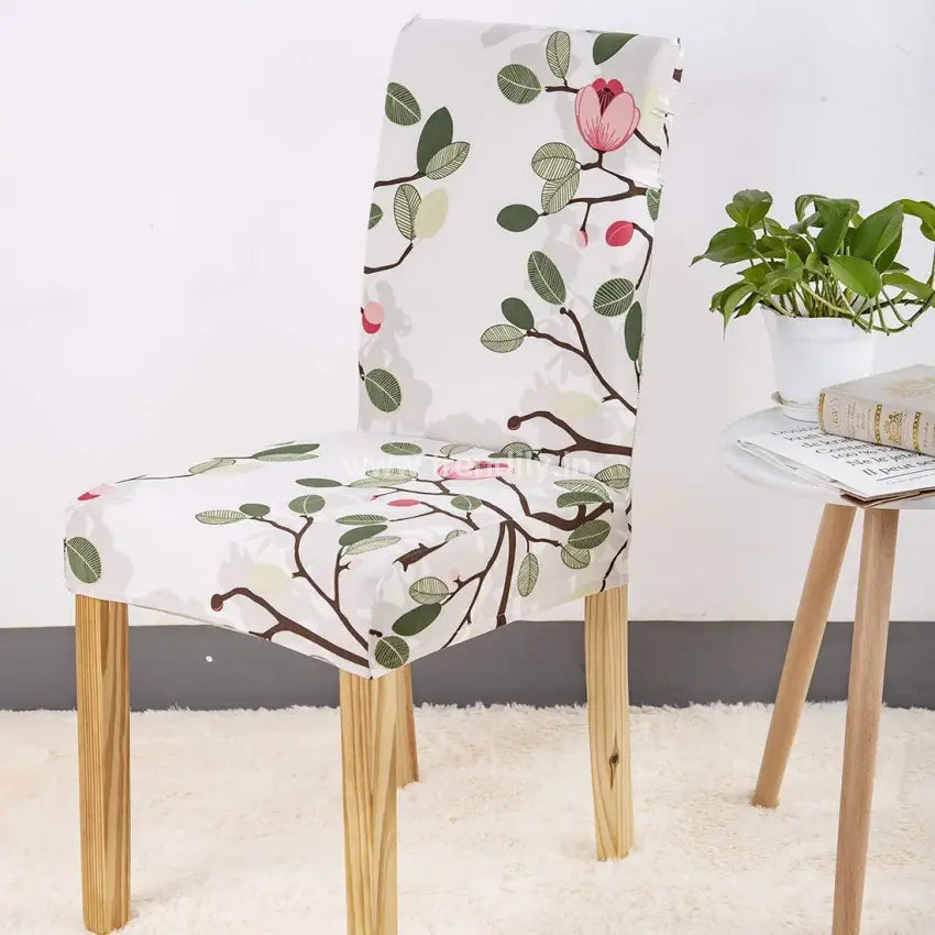 Trendily Stretchable Chair Covers Branch White