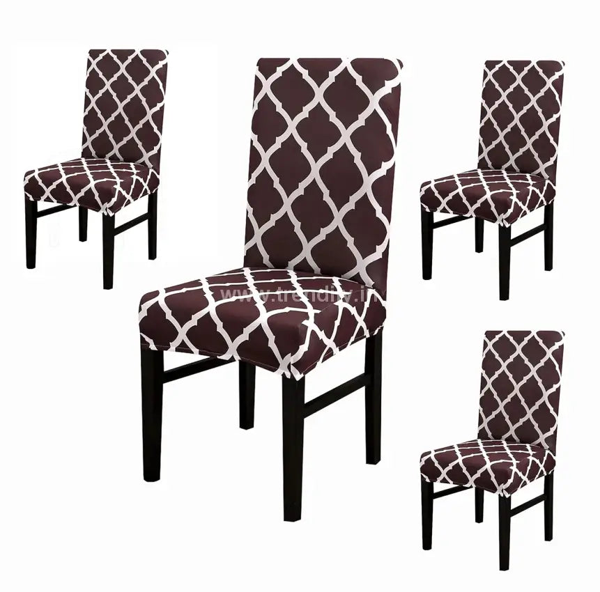 Trendily Stretchable Chair Covers Brown Diamond (Cc-073)
