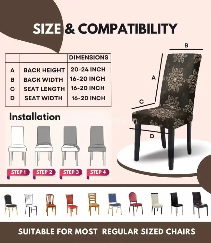 Trendily Stretchable Chair Covers Brown Paisley (Cc-095)