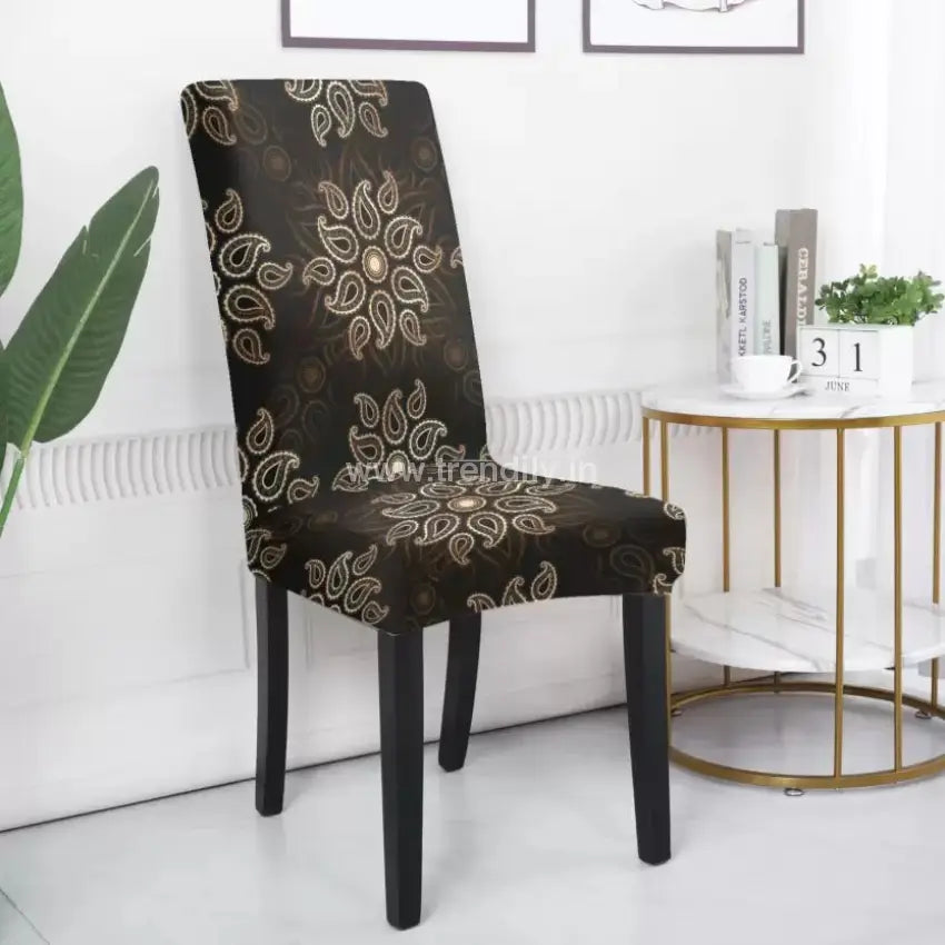 Trendily Stretchable Chair Covers Brown Paisley (Cc-095)