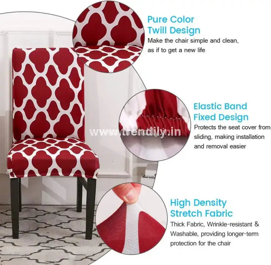 Trendily Stretchable Chair Covers Diamond Maroon