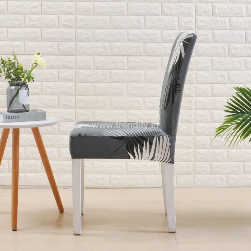 Trendily Stretchable Chair Covers Charcoal Fern (Cc-023)