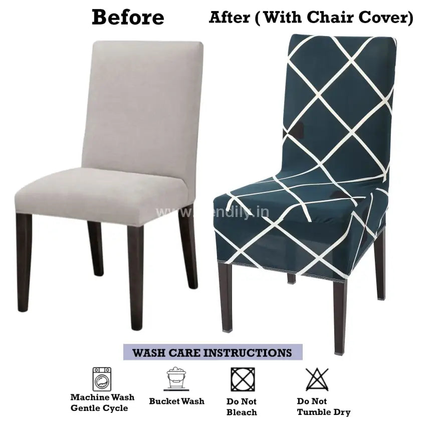 Trendily Stretchable Chair Covers Cross Blue