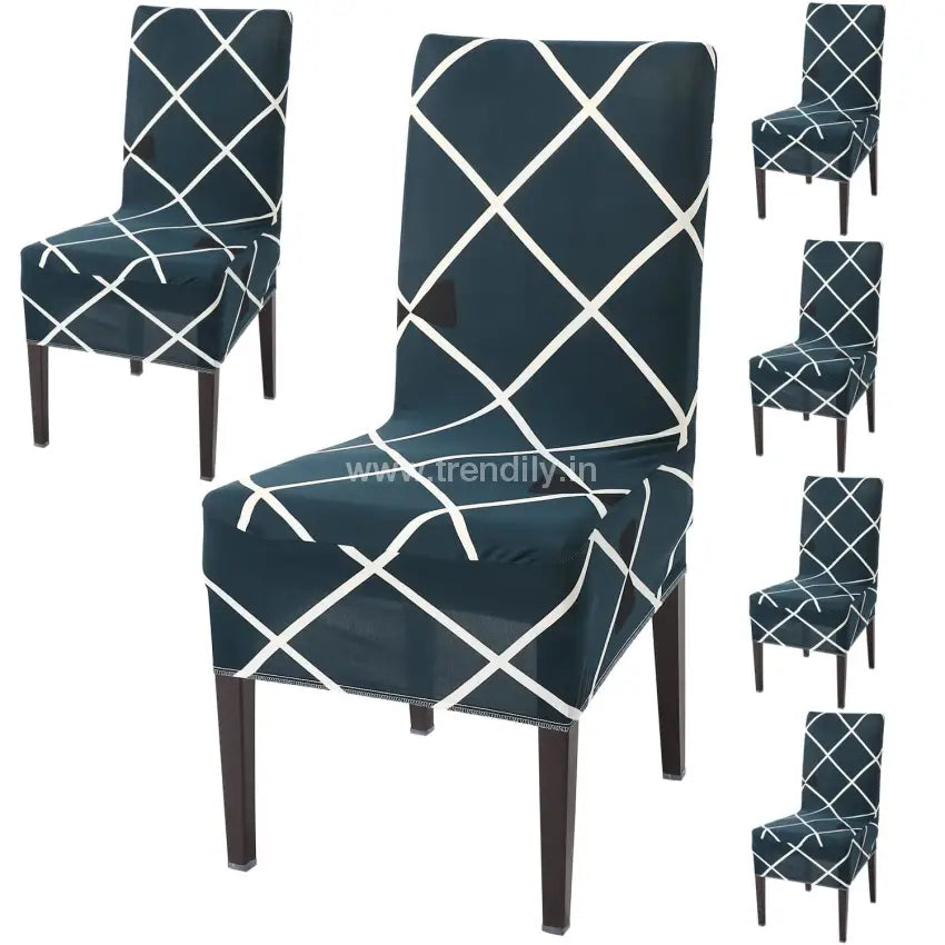 Trendily Stretchable Chair Covers Cross Blue