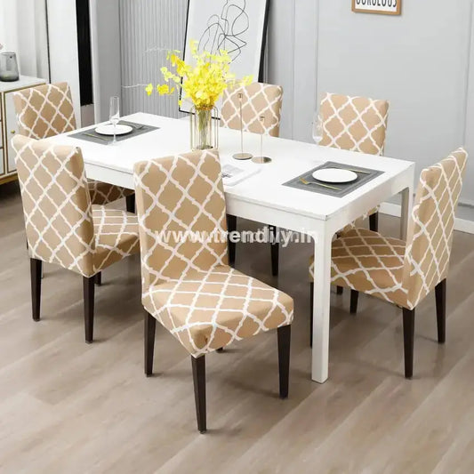 Trendily Stretchable Chair Covers Diamond Beige