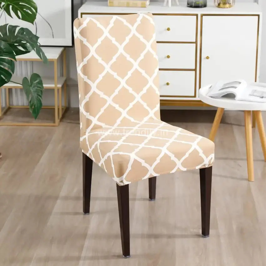 Trendily Stretchable Chair Covers Diamond Beige