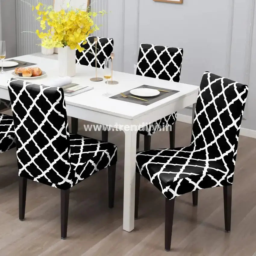 Trendily Stretchable Chair Covers Diamond Black