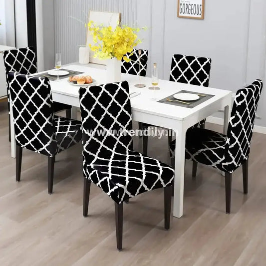 Trendily Stretchable Chair Covers Diamond Black