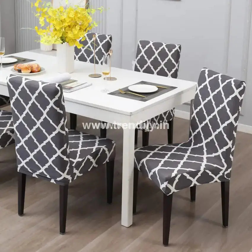 Trendily Stretchable Chair Covers Diamond Grey