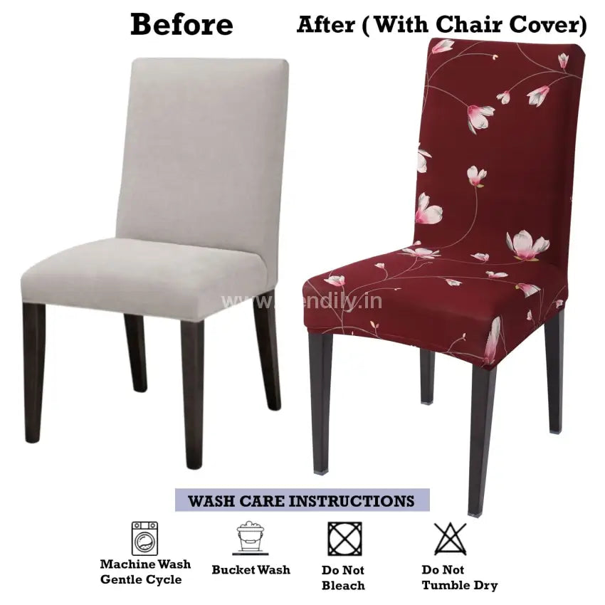 Trendily Stretchable Chair Covers Floral Maroon