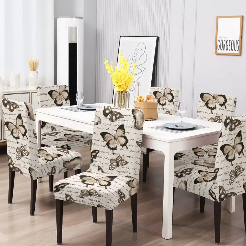 Trendily Stretchable Chair Covers Geometric Printed Butterfly Multicolor (Cc-092)