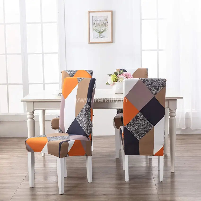 Trendily Stretchable Chair Covers Prism Orange