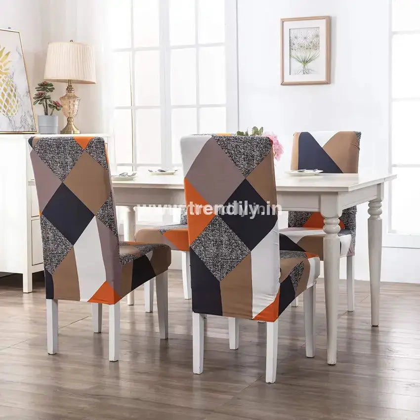 Trendily Stretchable Chair Covers Prism Orange