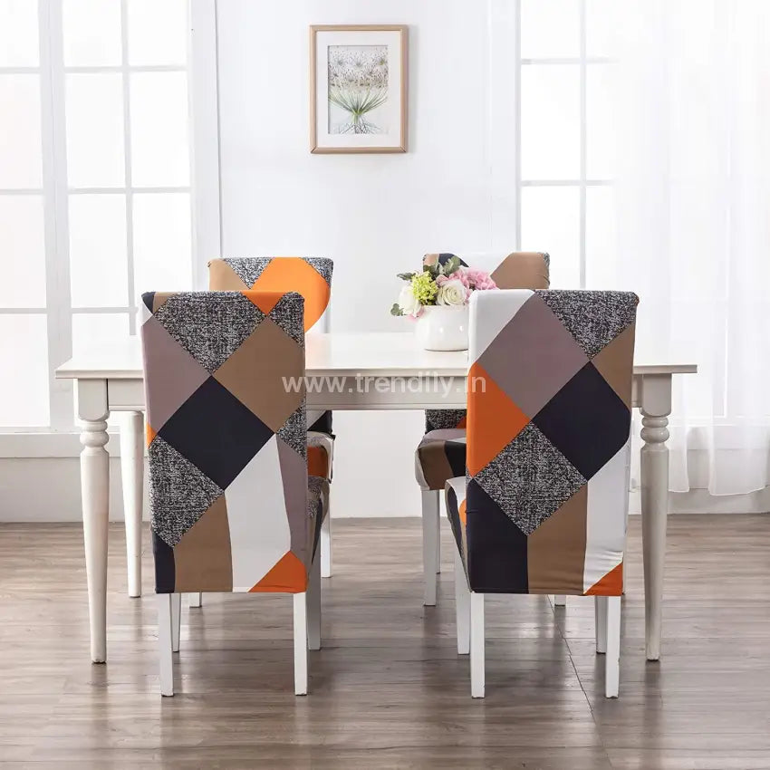 Trendily Stretchable Chair Covers Prism Orange