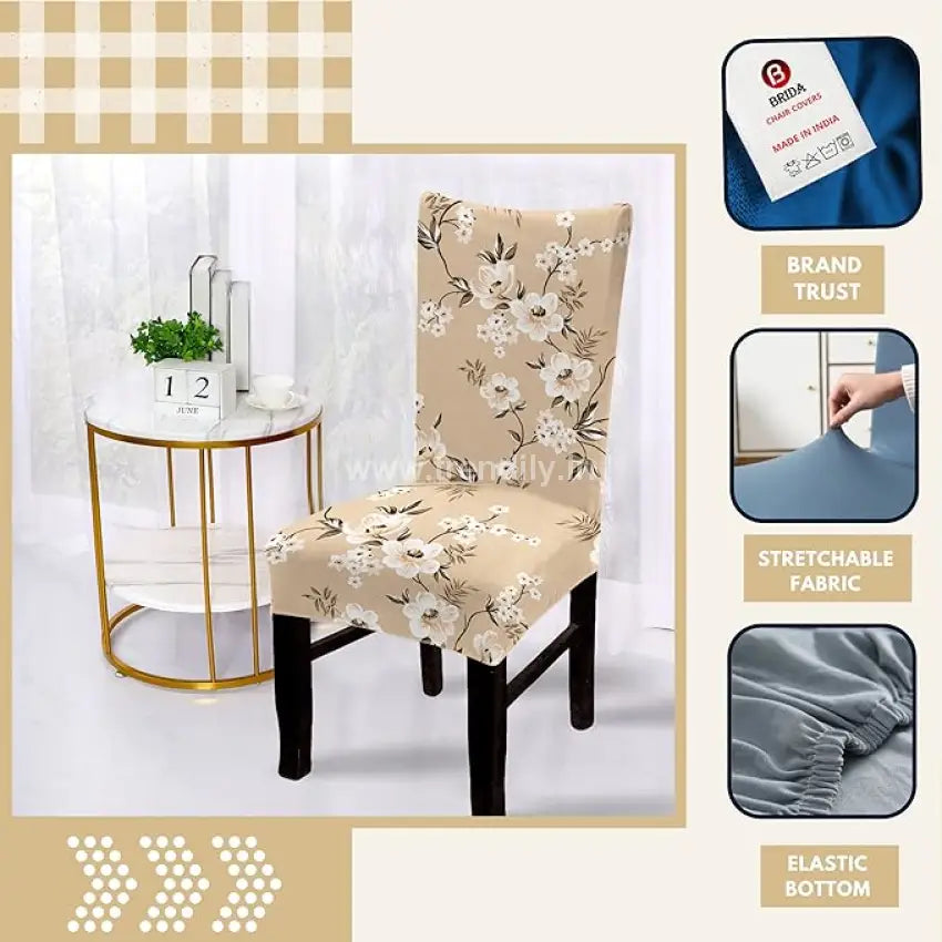 Trendily Stretchable Chair Covers Red Beige (Cc-062)