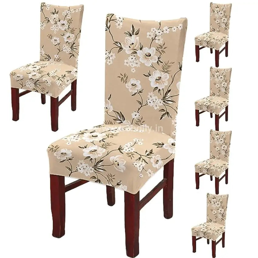 Trendily Stretchable Chair Covers Red Beige (Cc-062)
