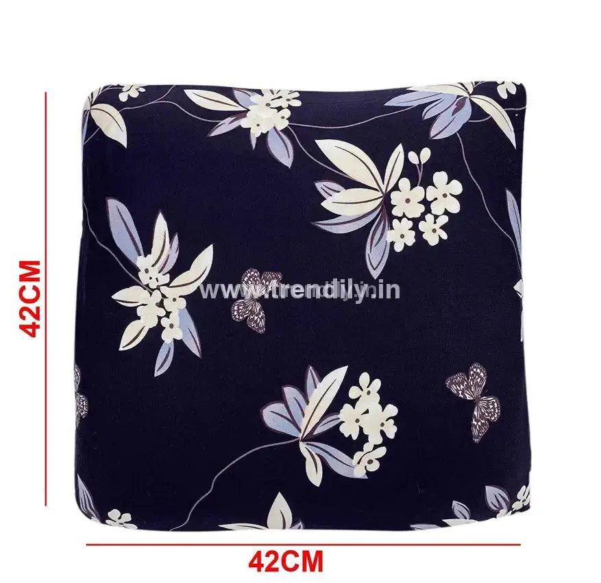 Trendily Stretchable Elastic Cushion Cover Floral Black / 2