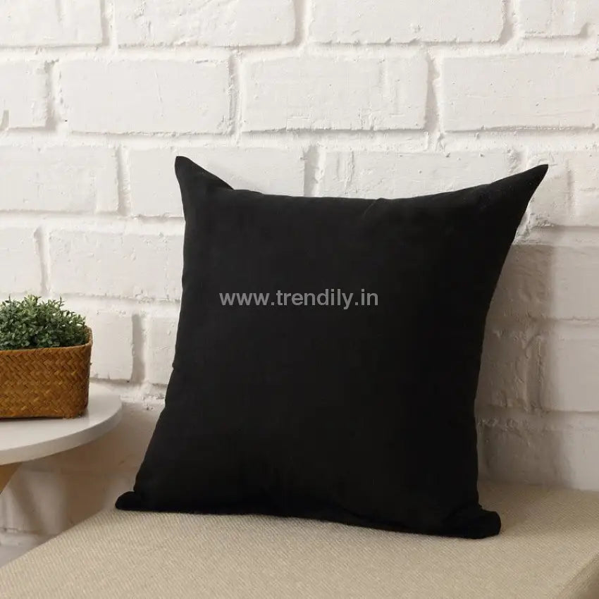 Trendily Stretchable Elastic Cushion Cover Plain Black / 2