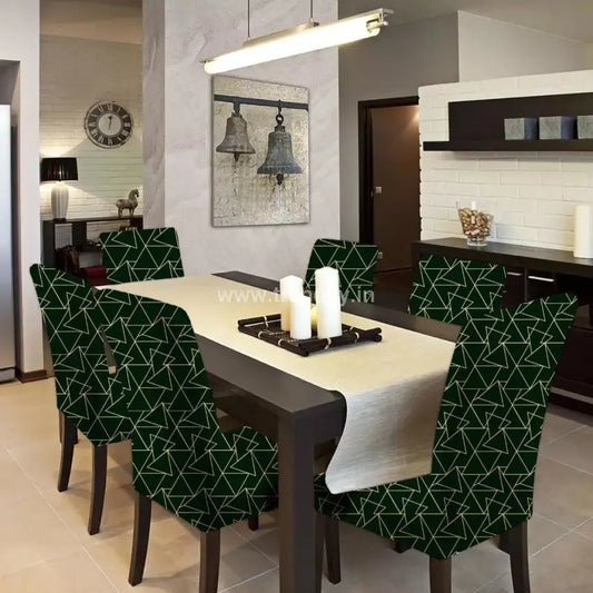 Trendily Stretchable Floral Geometric Printed Chair Covers Green (Cc-083)