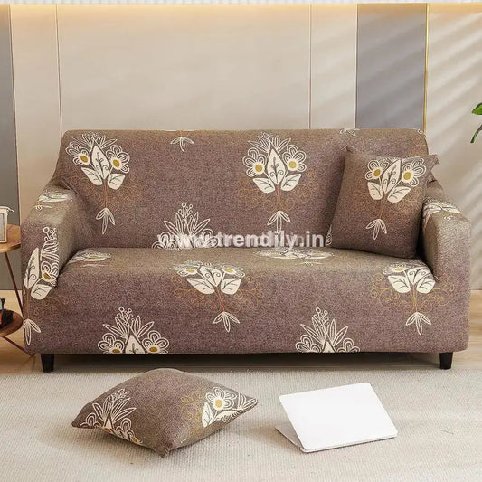 Trendily Trendize Exclusive Stretchable Sofa Cover Beige Brocade / 1 Seater