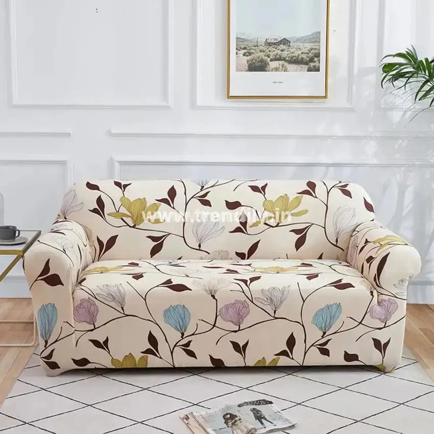 Trendily Trendize Exclusive Stretchable Sofa Cover Blooming Beige / 1 Seater