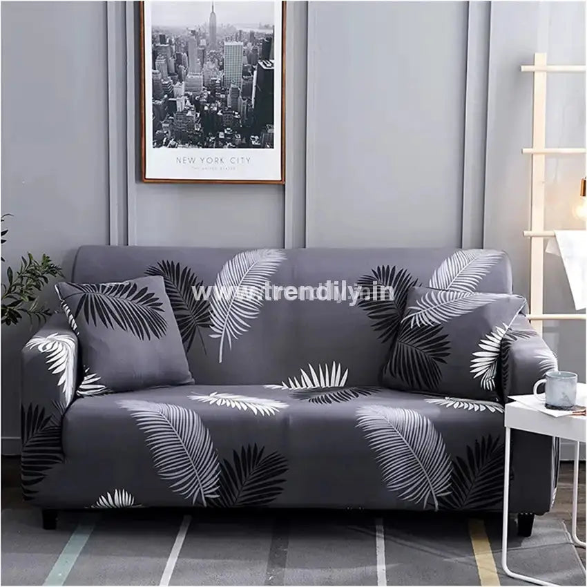 Trendily Trendize Exclusive Stretchable Sofa Cover Charcoal Fern / 1 Seater