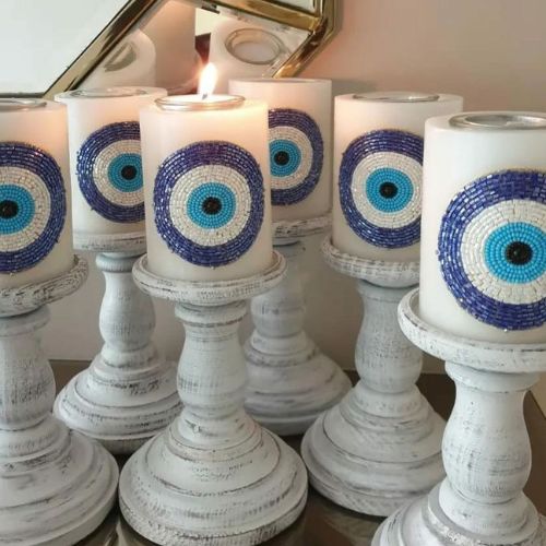 🧿 Trendily Evil Eye | Nazaria Candle in Round Shape: Powerful Protection, Positive  (Candle Holder)Vibes, and Negative Energy Removal (Candle Holder)