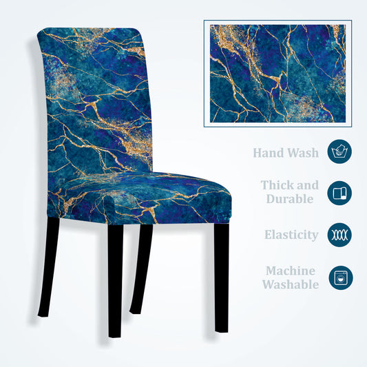 Trendily Stretchable Chair Covers Ocean Blue Marble  (CC-148)