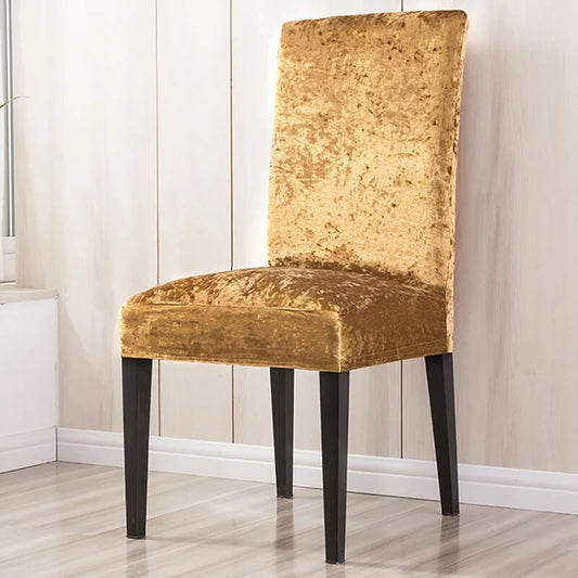 Trendily Stretchable Chair Covers, VelvetElegance Golden (CC-095)